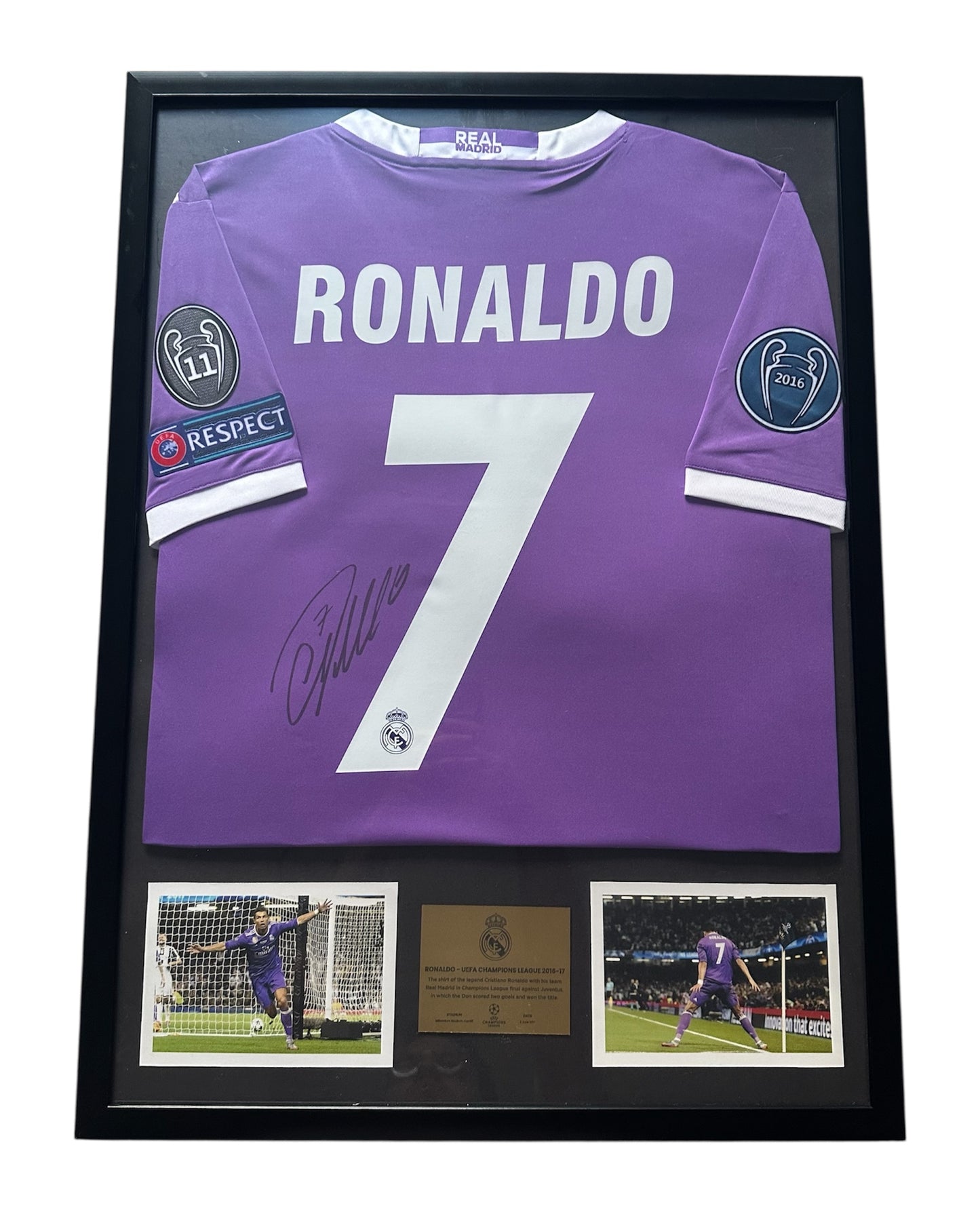 C.Ronaldo UCL 2017 edition Autographed Framed jersey / (75×55 cm)