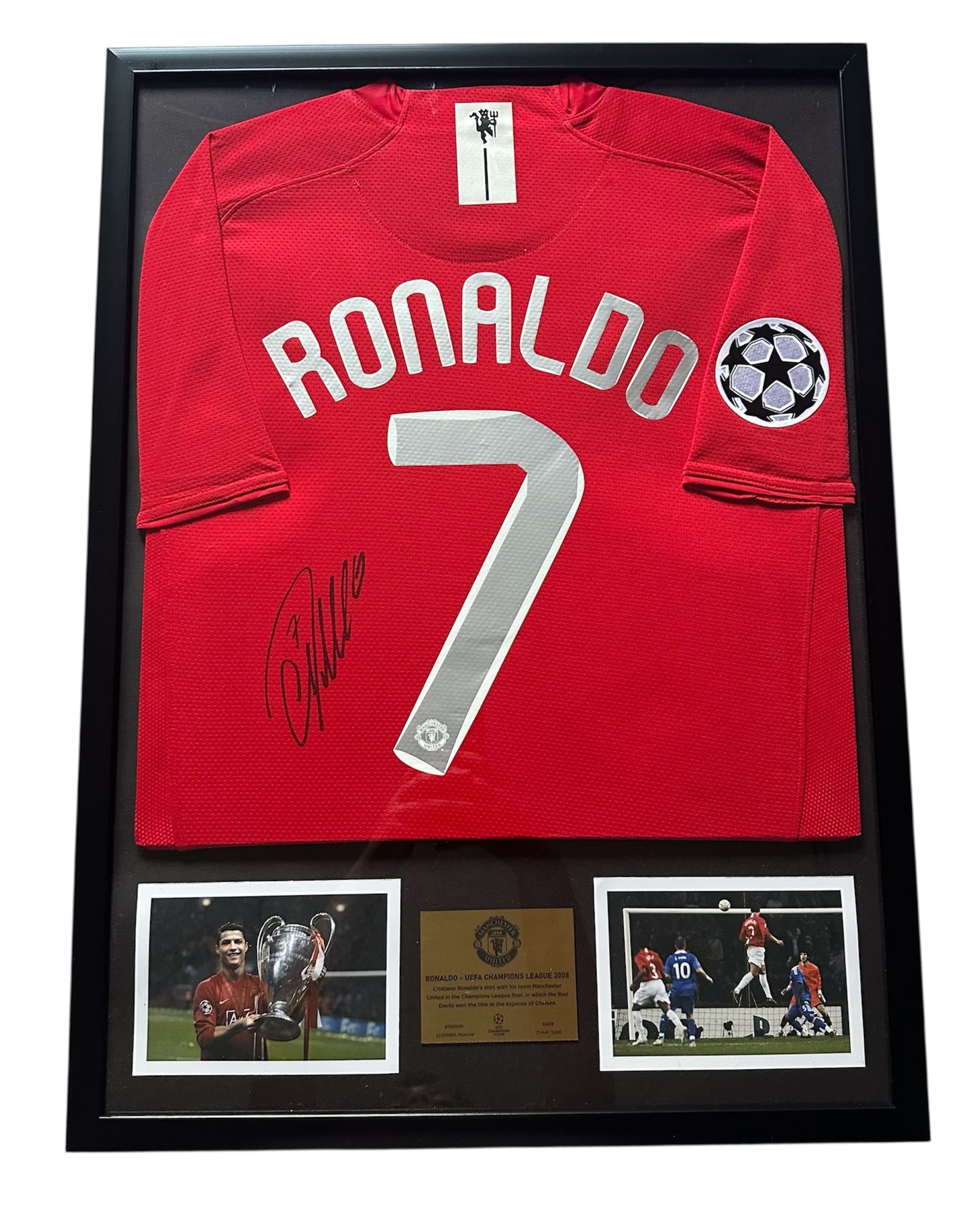 C.Ronaldo UCL 2008 edition Autographed Framed jersey / (75×55 cm)